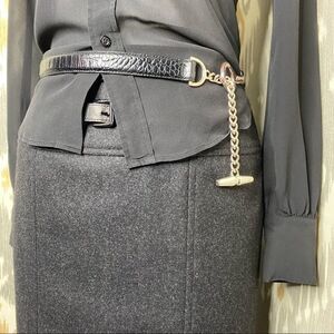 Ralph Lauren Cashmere & Lamb Leather Pencil Skirt